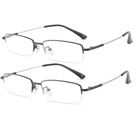 BOQGYAS 2 Pack Computer Myopia Glasses -5.50 Blue Light Blocking Distance Glasses Lightweight Nearsighted Glasses