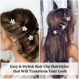 Ahoney 12Pcs Pearl Hair Clip Small Claw Clips for Women Mini Flower Girl for Hair Decorations Daisy Hair Clip Bangs Clips Korean Hair Accessories for Women Girls
