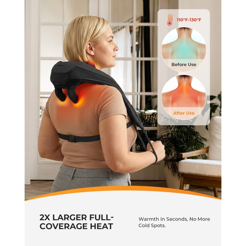 HSA Approved Cordless Neck Massager with Heat and Remote Control