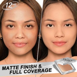 SACE LADY Ultra Cover Powder Foundation Makeup, Lasting Waterproof Full Coverage Foundation Cream With Mirror for Face Make Up 0.30Oz (Nude Beige, 0.30Oz)