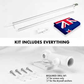 UD_G128 Combo Pack: 6 Feet Tangle Free Spinning Flagpole (Silver) New Zealand New Zealander Flag 3x5 ft Printed 150D Brass Gromm