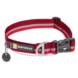 RUFFWEAR Crag Dog Collar, Reflective and Comfortable Everyday Collar, Volcanic Red, 20-26 Inch