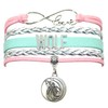 HHHbeauty Wolf Bracelet - Leather Infinity Love, Unisex, Adjustable Pink