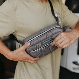 Arctic Zone Quilted Insulated Crossbody and Belt Bag Lunch Pack, Warm Gray, 10" L x 1.5" W x 6.25" H, Belt Bag