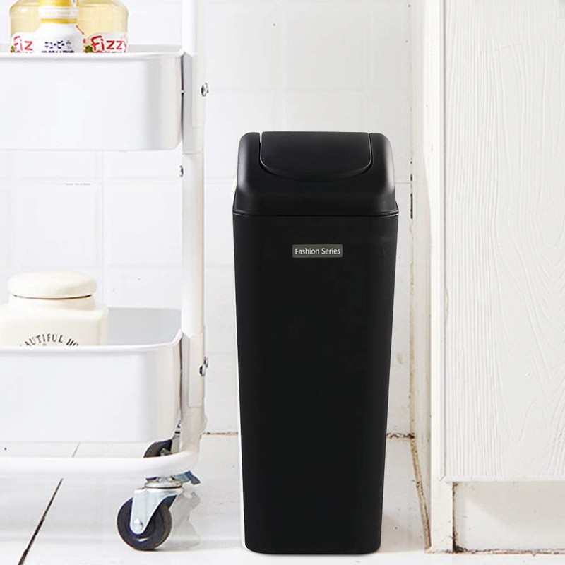 Readsky Cubo de Basura con Tapa Basculante 14 Litros, Negro