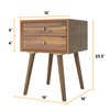 Giantex End Table W/Drawers and Storage Wooden Mid-Century Accent Side