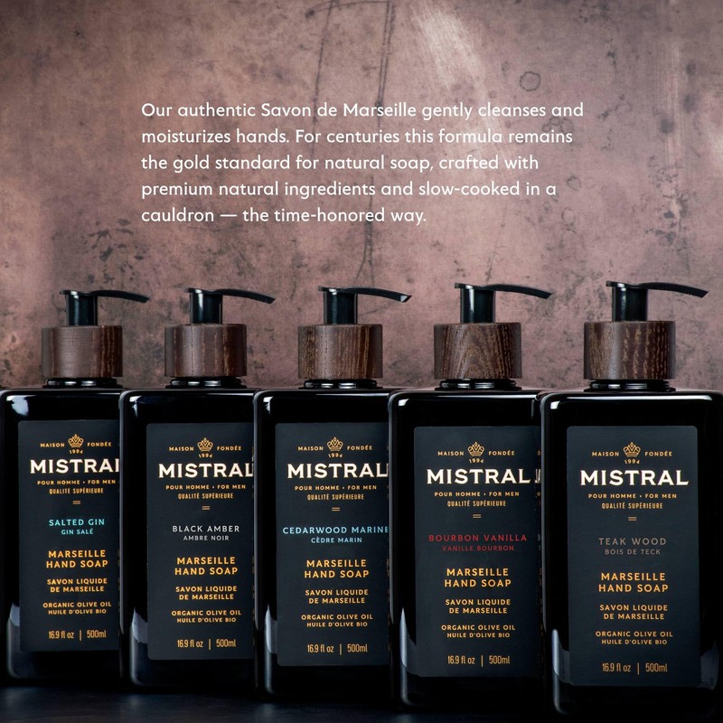 Mistral Black Amber Liquid Hand Soap for Men | Luxury