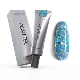 Aokitec 60ml Poly Gel for Nail Extensions Quick Building UV Nail Extension Gel Nail Enhancement Manicure Salon and DIY Nail Art Decoration for Beginners,Professionals and Nail Art Lovers(Diamond Blue)