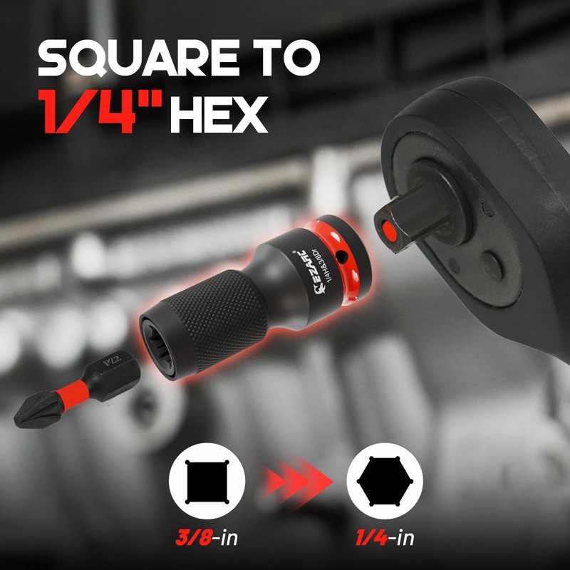 EZARC 4 Pcs Impact to 1/4 Hex Converter, 1/2 3/8