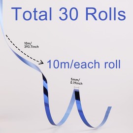 Pendant of Luck 30 Rolls Glossy Metallic Curling Ribbons for Xmas Crafts Bows Present Wrapping Florist Wedding Party Festival Art Craft Decor, 11 Yards Per Roll, 3/16 Inch Wide