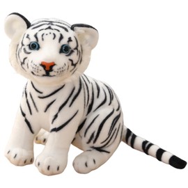 OUKEYI 9 in/23cmTigers Plush Toy Stuffed Animal Plush Cat, Lifelike Tiger Stuffed Animals Animals Kids Toy Gift for Boy Baby Hug Tiger Stuffed Animal (White)