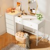 SUPERJARE 39.4" White Desk with 2 Drawers, Modern Makeup Vanity