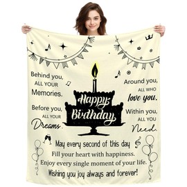 Happy Birthday Gift for Men or Women Throw Blanket Gift for Someone Who Is Turning 6th- 100 Years Old Family Members Friends Decor Blanket Original Present (Happy Birthday)