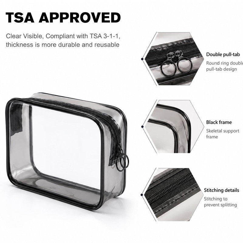 4pcs Beauty Case Trasparente Borsa da Viaggio per Cosmetici Impermeabili