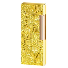 Metal Butane Lighter,Swirl Design, Soft Flame (Gold)