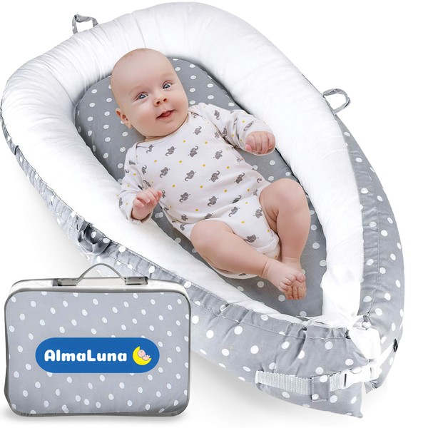 AlmaLuna | Baby Cot Reducer – Anti-suffocation Cot Reducer – 100% Cotton – Travel Nest – Machine Washable – Removable Cushion