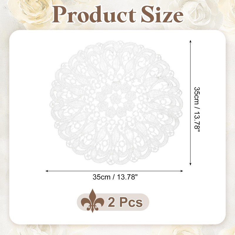 sourcing map 2 Pcs Lace Doilies for Tables, 14 Inch