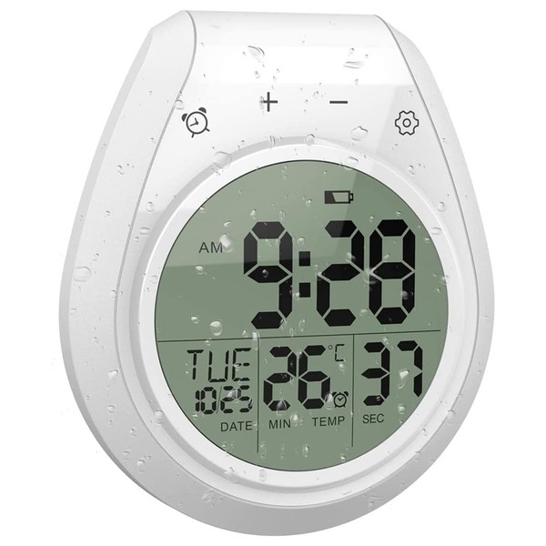 Koeydxst Digital Shower Clock Waterproof Bathroom Timer Clock LCD Display Clock 12/24 Hour Format Clock