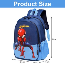 Menelos Nursery Backpack Boys, Children's Backpack Boys, Nursery Backpack for Boys, Children's Bag with Cartoon Pattern 31 x 21 x 15 cm (Dark Blue + Light Blue), Dark blue and light blue
