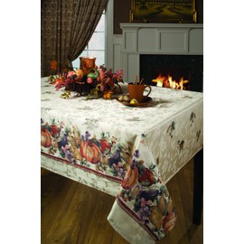 Barn & Home Benson Mills Jubilee Printed Jacquard Fabric Tablecloth for Thanksgiving, Harvest, and Fall (60" X 84" Rectangular)
