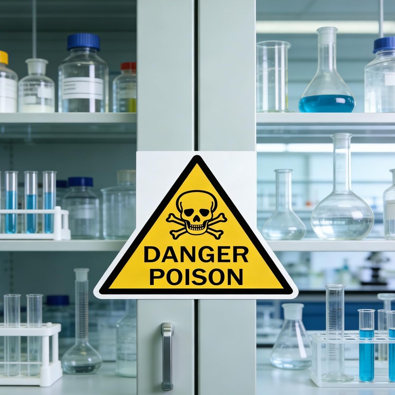 Danger Poison Warning Sign Stickers, 4 Inch, Skull and Crossbones