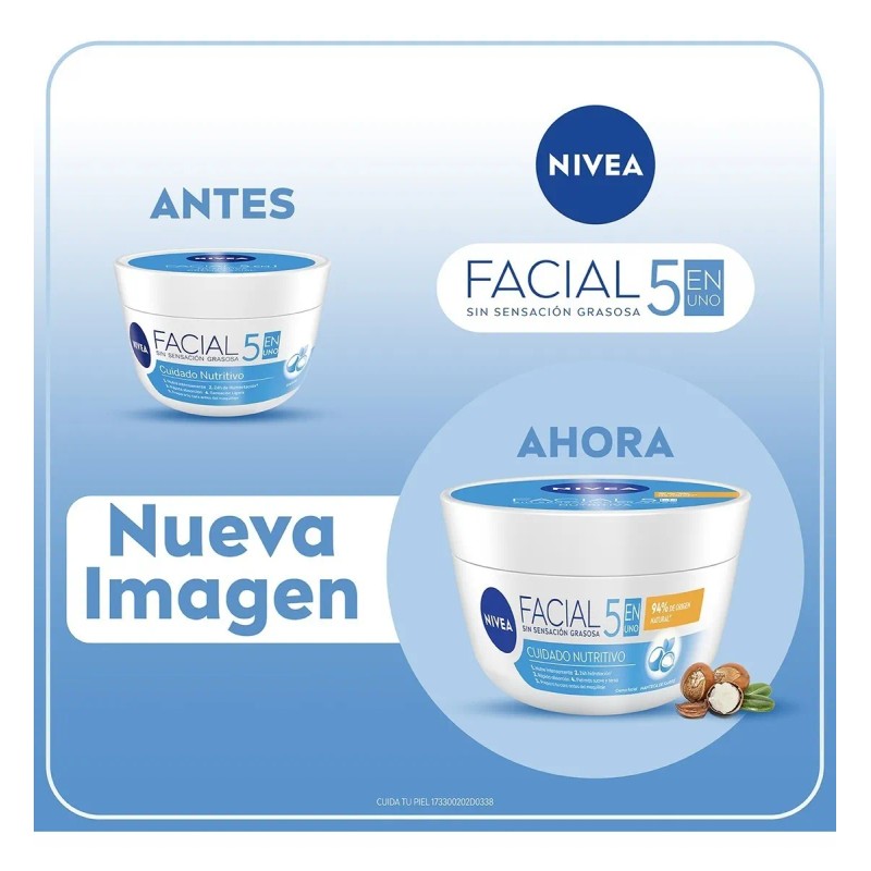 Crema Facial Hidratante Nivea 5en1 Sensación Ligera 375 Seca
