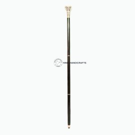Hind Handicrafts Decorative Victorian Walking Sticks and Walking Sticks for Men and Women - 36" Black Ebony Brass Handle Unisex Derby Folding 36" Silver Knob