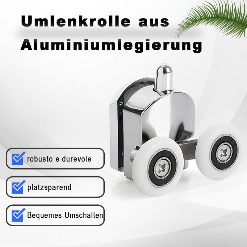 Voarge Curved Shower Door Rollers with Double Sliding Door Accessories