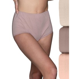 Vanity Fair Women's High Waisted Underwear, Full Coverage Ladies Panties, Perfectly Yours Briefs, Cotton-Peach Opal/Baked Blush/Fawn, 6