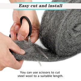 30FT Steel Wool Fill Fabric Roll, Coarse Wire Wool Hardware Cloth DIY Kit, Gap Blocker to Keep Annoying Animals Away from Holes/Wall Cracks/Siding/Pipeline/Vents in Workshop/House/Garage