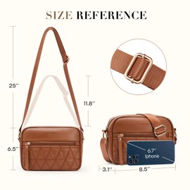 Missnine Small Crossbody Purse Women Quilted Crossbody Bags Soft Leather Shoulder Handbags with Adjustable Strap