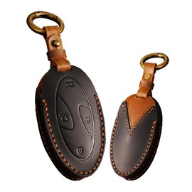 ontto Key Fob Cover Keyring fit for Hyundai Ioniq 6 2023 Remote Key Case Leather Key Holder Keyring Keychain Accessories Decorative Protector 7 Buttons Black