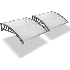 2 Pcs 40" x 40" Door Window Awning Exterior, Polycarbonate Cover Entry Door Outdoor Patio Awning Canopy, Front Door Overhang Awning for Sun Shutter, UV, Hollow Sheet, Rain and Snow Protection, Clear