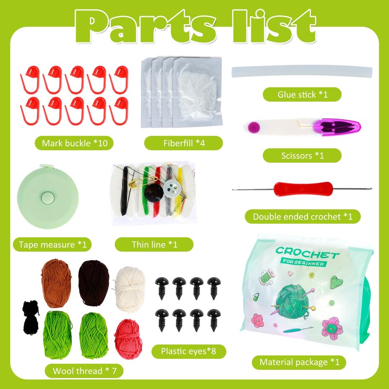 4Pcs Crochet Kit for Beginners Complete Crochet Knitting Kit Adorable