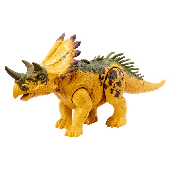 Mattel Jurassic World Dinosaur Toy Regaliceratops with Roar Sound & Attack Action, Wild Roar Posable Figure, Physical & Connected Digital Play, HLP19