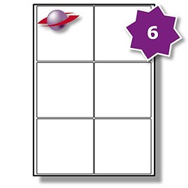 Label Planet® 6 Per Page/Sheet, 5 Sheets (30 Sticky SQUARE Labels), White Blank Matt Plain A4 Large Stickers, for Laser/Copier or Inkjet Printer, UK LP6/95/SQ, 95 x 95 MM, General Use/All Purpose