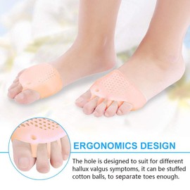 Separadores de dedos 2 pares de silicona Alisador de pies Corrector Alivio del malestar Hallux Valgus Protector de pies(Desnuda)