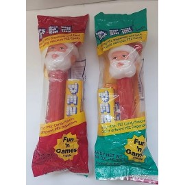2 Vintage Santa Open Eyes and Feet PEZ Dispenser Brand New, Unopened Green & Red