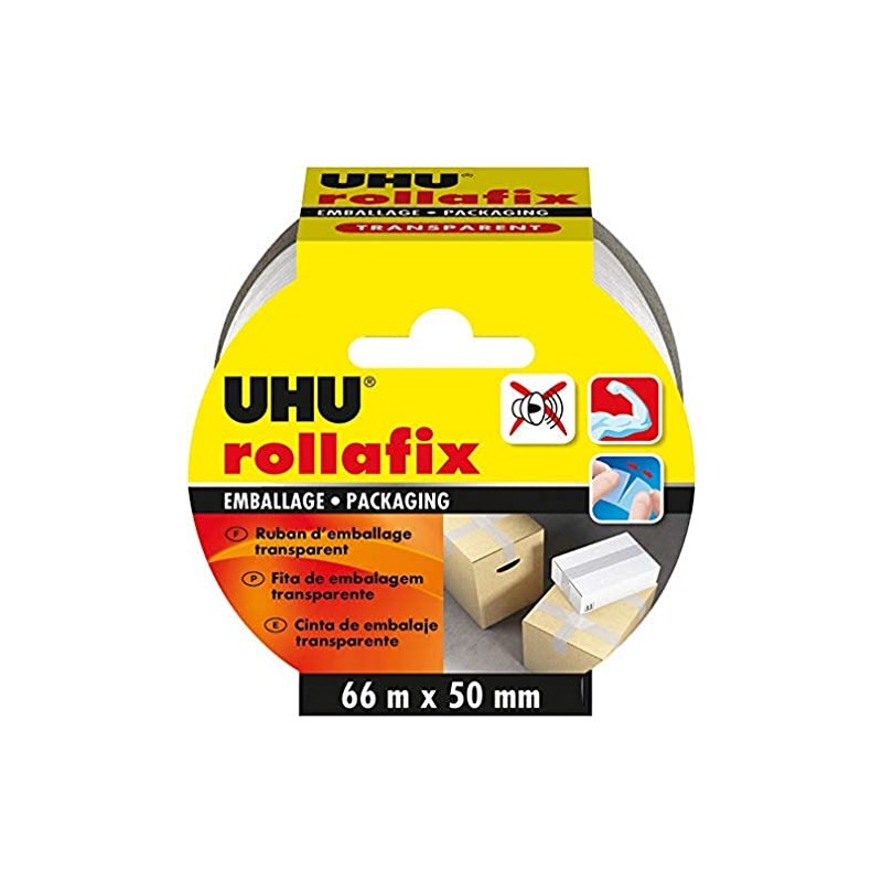 UHU Rollafix Packaging Tape Transparent 66 m x 50 mm