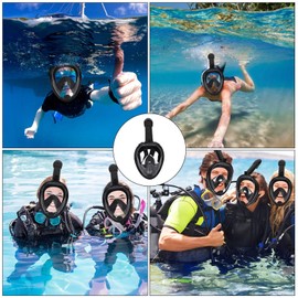 Full Face Snorkel Mask, Anti-Fog and Anti-Leak 180°View Full Face Diving Mask with Action Camera Mount Adapter, Free Breath Diving Mask with Earplugs for Swimming Dive Underwater Sports (S/M)