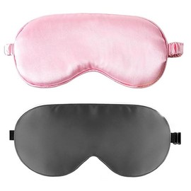 Losuya 2pcs Sleep Mask Simulated Silk Eye Masks with Adjustable Strap for Sleeping Gifts