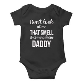 Don't Look at Me That Smell - Funny Cute Novelty Infant Creeper, One-Piece Baby Bodysuit (Black, 12 Months)