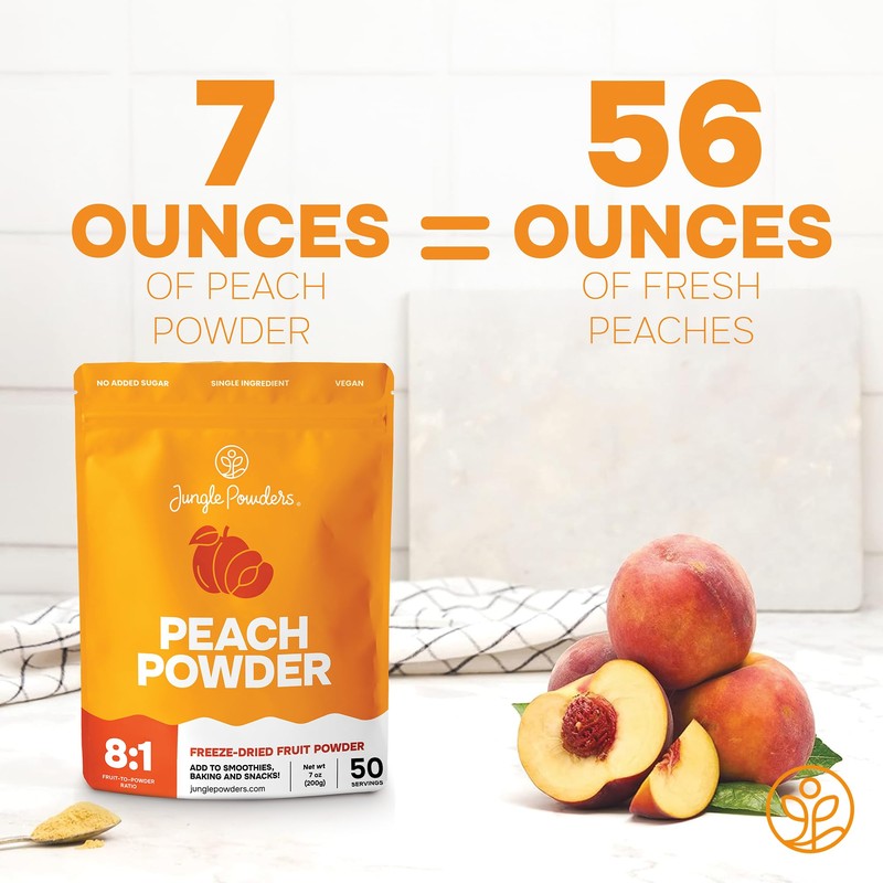 Jungle Powders Peach Powder 7 Ounce Powdered Freeze Dried Peaches