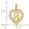 14K Solid Yellow Gold Heart Love Dainty Letter I Initial