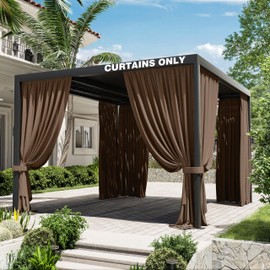 Kimunuk Gazebo Universal Replacement Privacy Curtain,10'X12' Gazebo Outdoor Waterproof Curtains, 4-Panels Sidewall Curtains with Double Zipper for Patio, Garden and Backyard (Only Curtains, Chocolate)