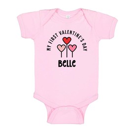 TATY Kids My First Valentine's Day Belle Baby Infant One Piece Bodysuit 12 Months Light Pink