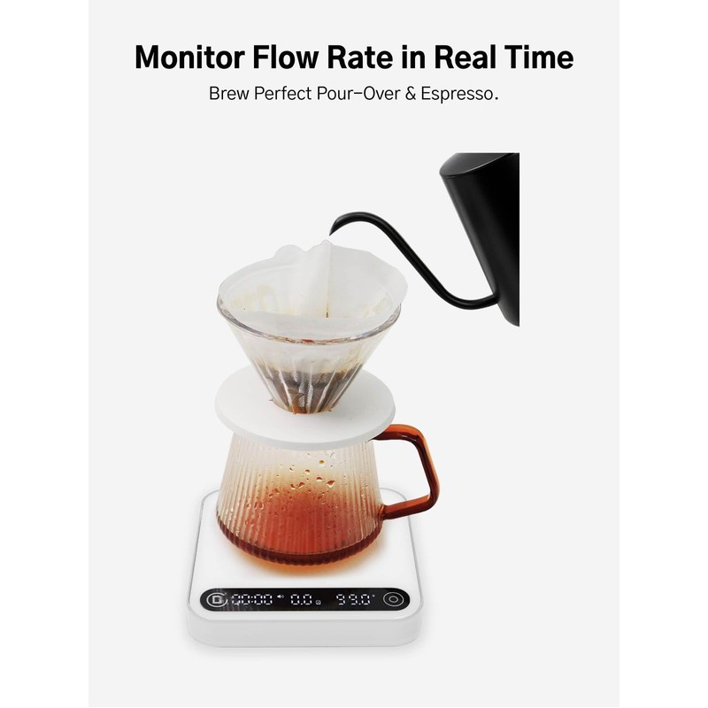 Digital Coffee Scale with Timer and Flow Rate Tracking, 0.1g