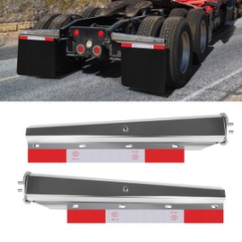 SHINJEW Stainless Steel Straight Spring Loaded Mud Flap Hanger Set 2-1/2" Bolt Spacing 30" Length with Aluminum Reflective Tapes for Semi Trucks Accessories