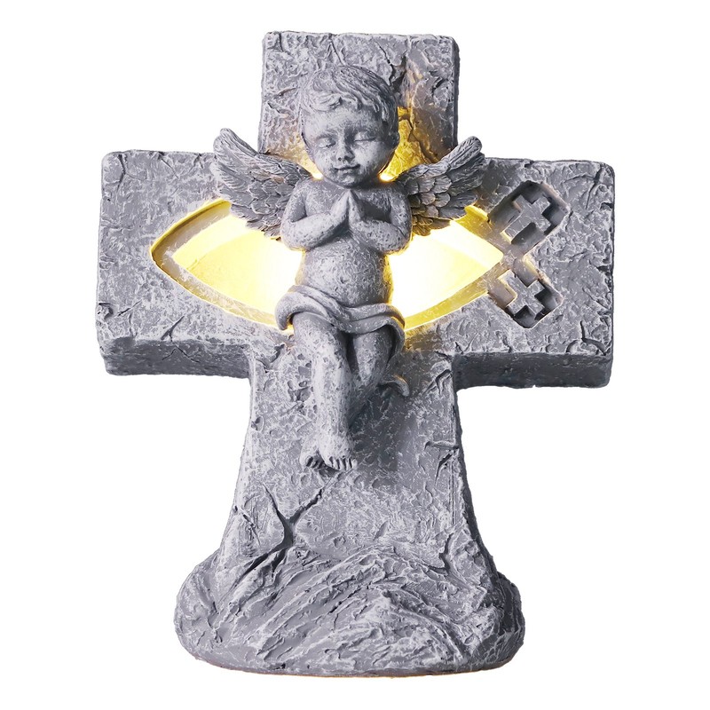 Angel Statue Hollow Design Cute Appearance Environmentally Friendly Resin Light