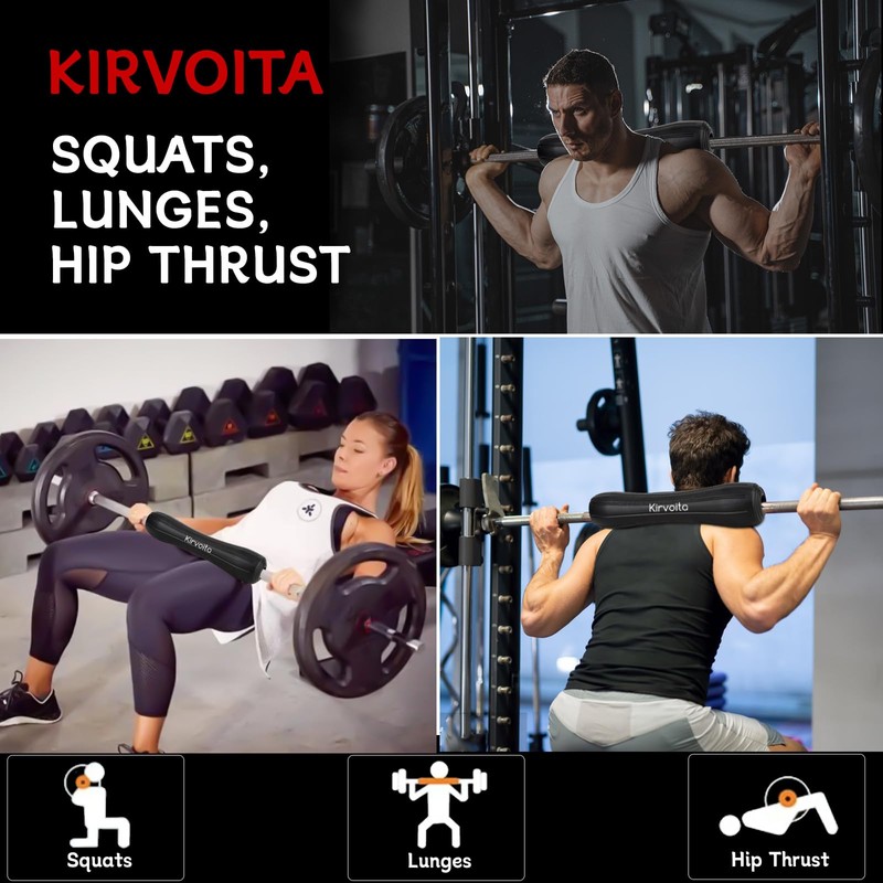 Rubber Barbell Pad, Squat Pad, Hip Thrust Pad, Easy to